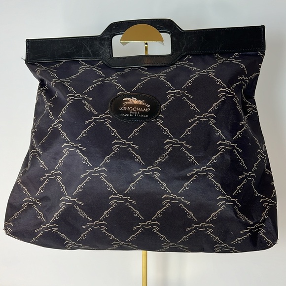 Longchamp Handbags - Longchamp Black Fabric Handbag with corner wear GUC